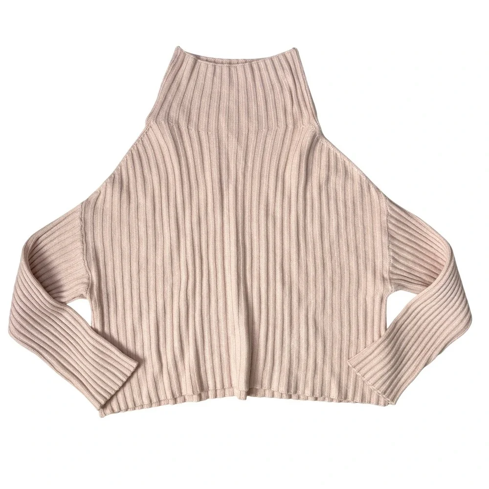 Tavi Alpine Mock Neck Sweater‎ Womens Pink Ribbed Knit Boxy Pullover Medium